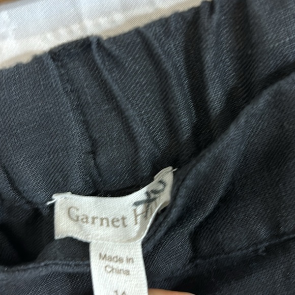 Garnet Hill linen Sz Large Cropped Wide Leg Linen Pants Pockets Elastic Waist - Picture 5 of 9